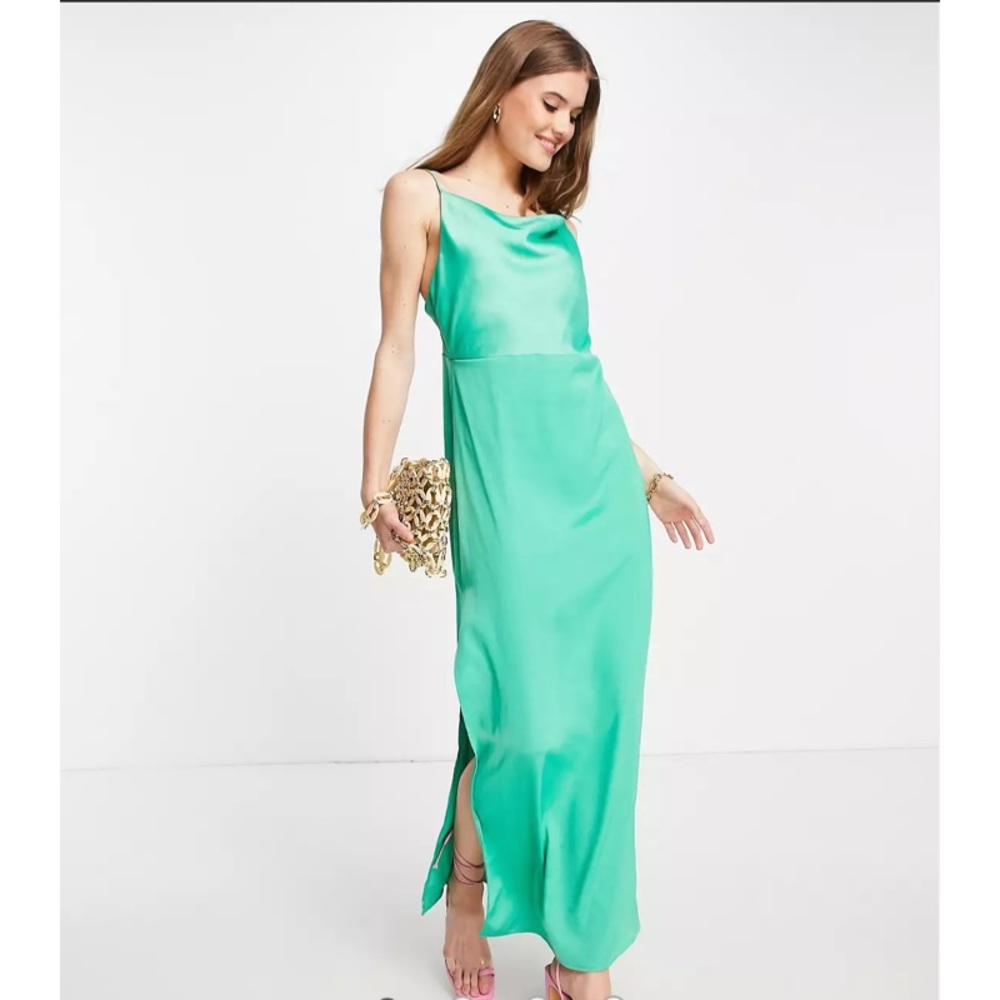 NEW ✨ ASOS Envii satin maxi cami dress with open back in bold green